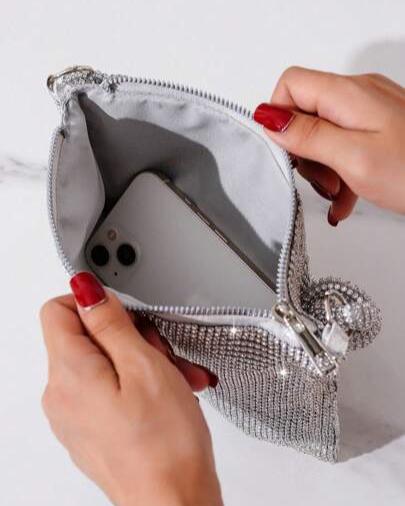 GLAM GIRL RHINESTONE HOBO BAG