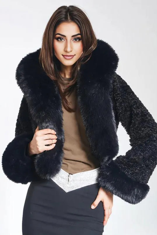 Super Soft Plush Hooded Cropped Faux Fur Jacket