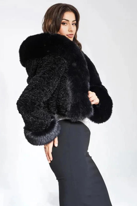 FARRAH CROPPED FAUX FUR COAT