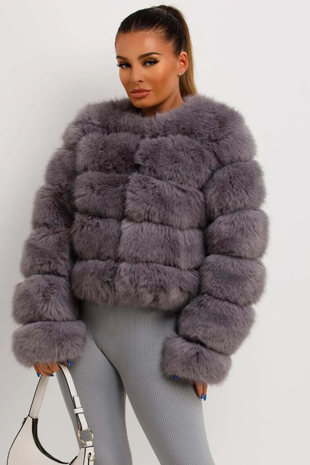 Warm Plush Short 4 Tier Faux Fur Bubble Coat