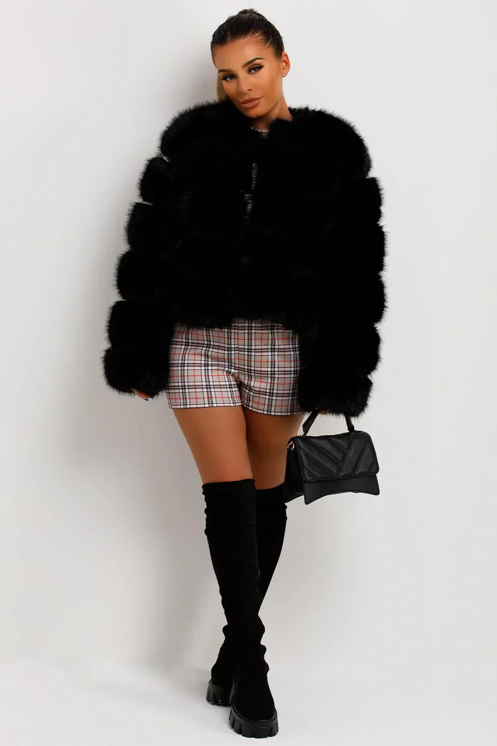 Warm Plush Short 4 Tier Faux Fur Bubble Coat