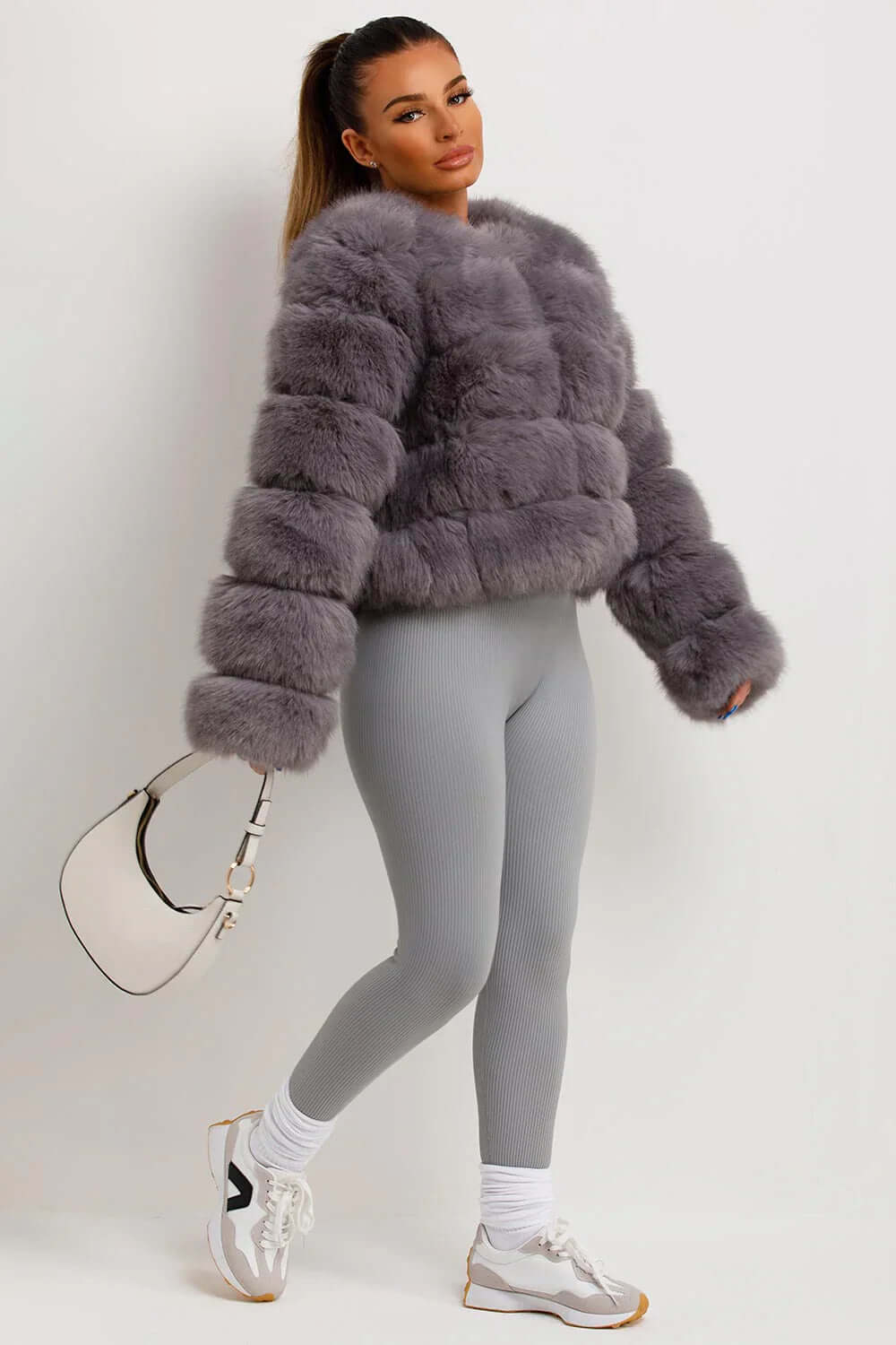 Warm Plush Short 4 Tier Faux Fur Bubble Coat