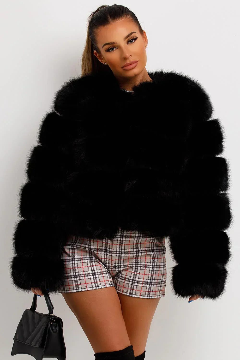 Warm Plush Short 4 Tier Faux Fur Bubble Coat