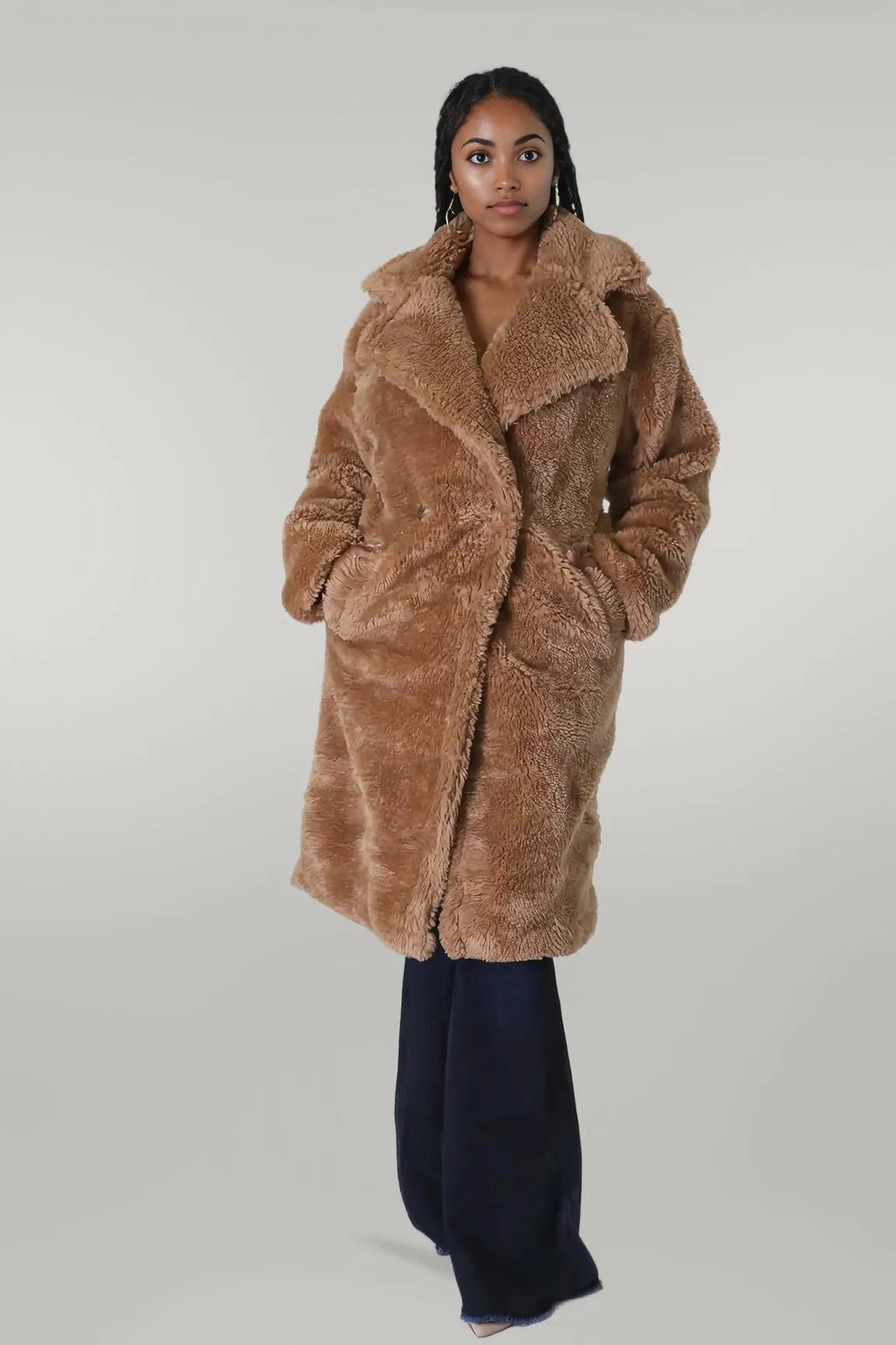 Warm Oversize Wide Lapel  Faux Fur Teddy Coat