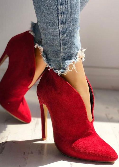 Pointy Toe V Shape High Heel Booties