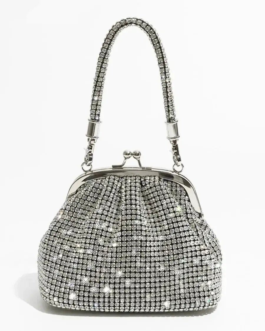 Top Handle Sparkly Rhinestone Clutch Bag