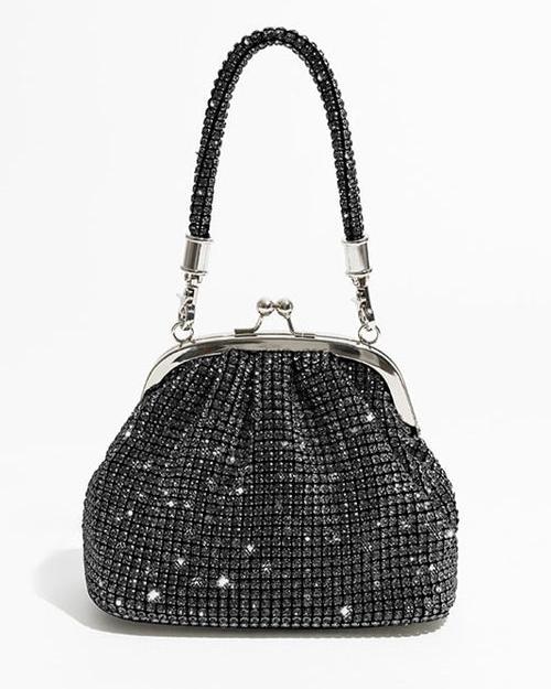 Top Handle Sparkly Rhinestone Clutch Bag