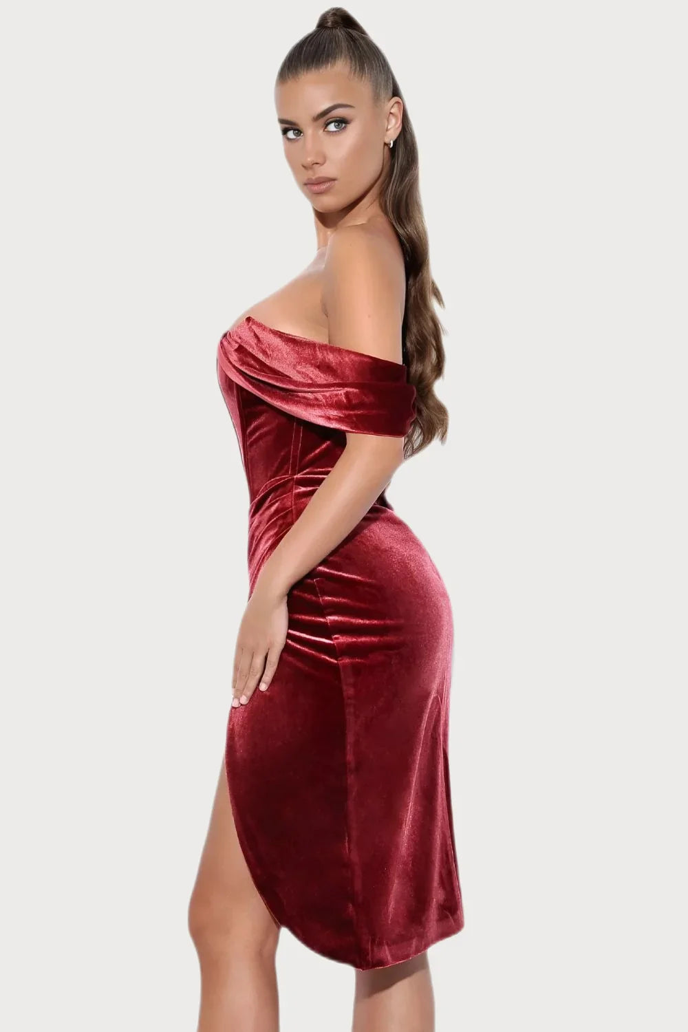 MARILYN VELVET CORSET MIDI DRESS