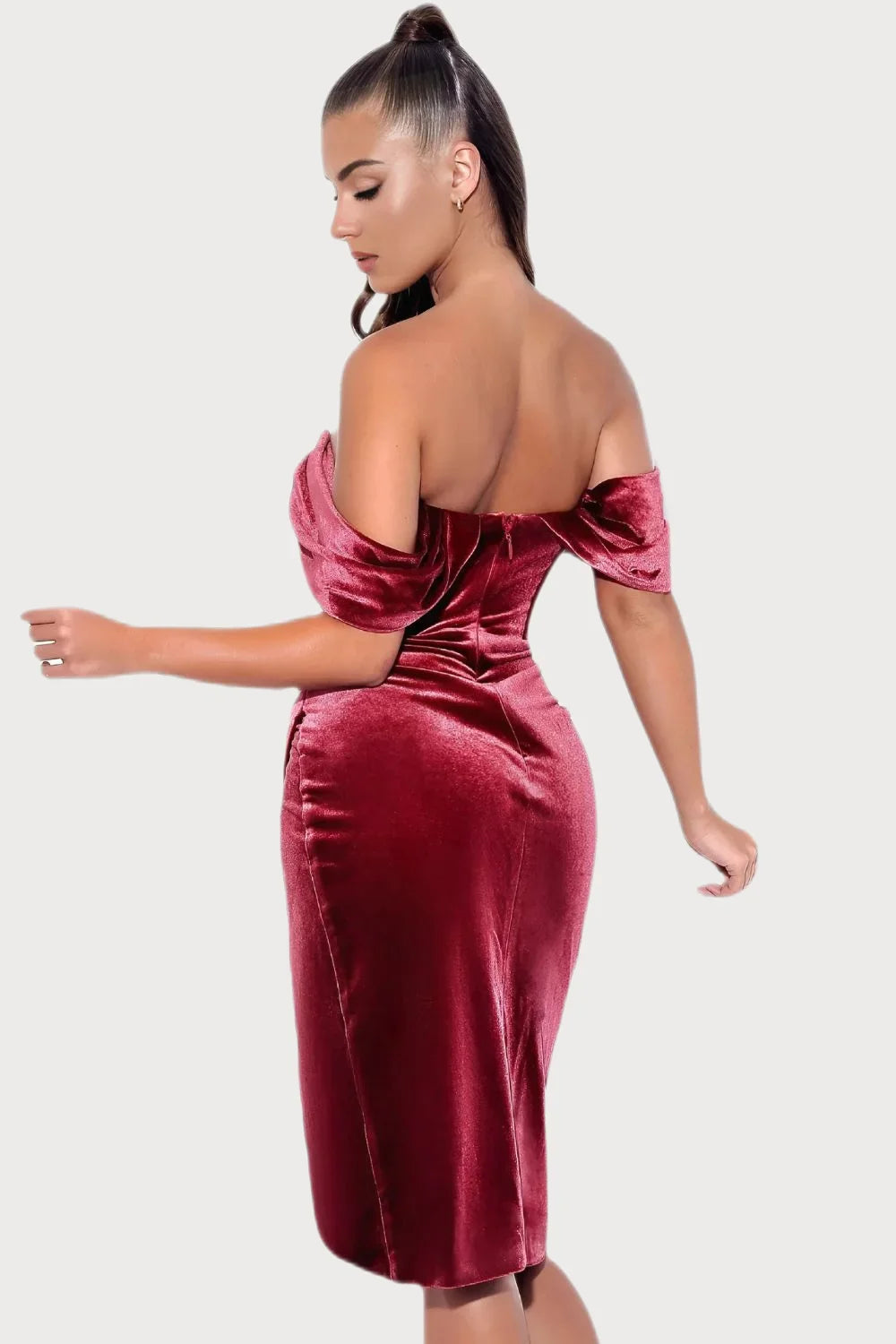 MARILYN VELVET CORSET MIDI DRESS